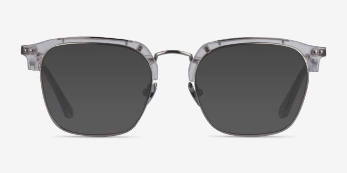 Concerto Clear Silver AcetateEyeglass Frames from EyeBuyDirect, with Tinted Lenses