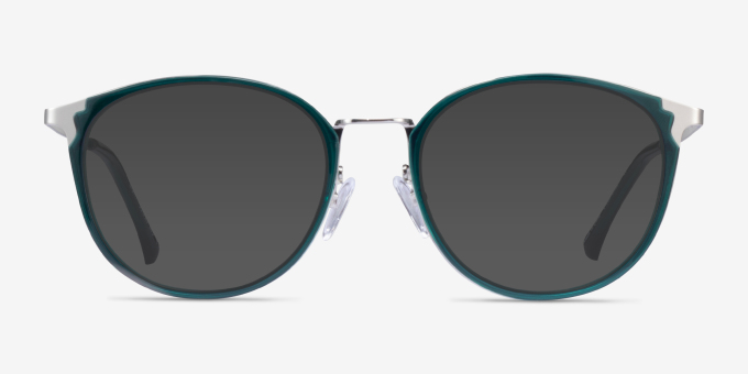 Light Teal Silver AcetateEyeglass Frames from EyeBuyDirect, with Tinted Lenses