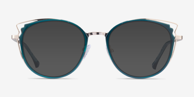 Tonic Teal Gold AcetateEyeglass Frames from EyeBuyDirect, with Tinted Lenses