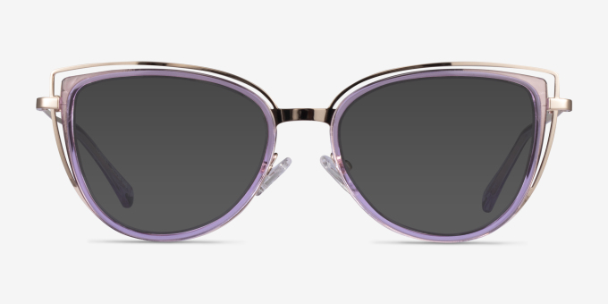 Clarinet Clear Purple Gold AcetateEyeglass Frames from EyeBuyDirect, with Tinted Lenses