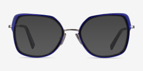 Bourdon Blue Tortoise Silver Acétate Montures de lunettes de vue d'EyeBuyDirect, with Tinted Lenses