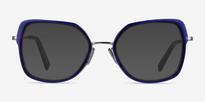 Bourdon Blue Tortoise Silver AcetateEyeglass Frames from EyeBuyDirect, with Tinted Lenses