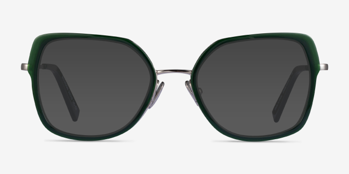 Bourdon Green Silver AcetateEyeglass Frames from EyeBuyDirect, with Tinted Lenses
