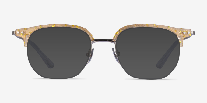 Witty Clear Yellow Silver AcetateEyeglass Frames from EyeBuyDirect, with Tinted Lenses
