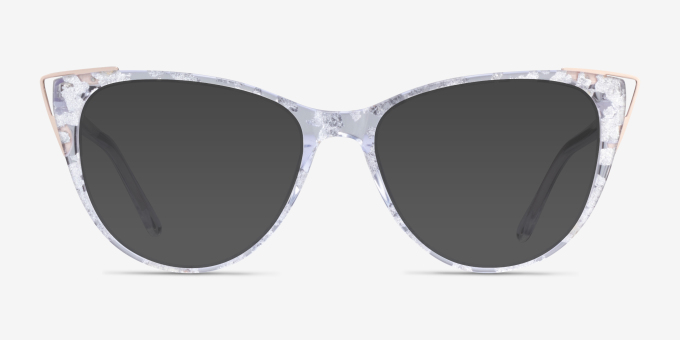 Celebrate Clear Silver Rose Gold AcetateEyeglass Frames from EyeBuyDirect, with Tinted Lenses