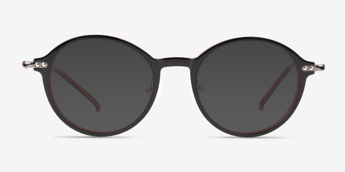 Reily Black Burgundy Silver AcetateEyeglass Frames from EyeBuyDirect, with Tinted Lenses