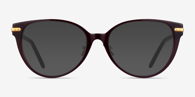 Luca Burgundy Gold AcétateMontures de lunettes de vue d'EyeBuyDirect, Avec des Verres Teintés