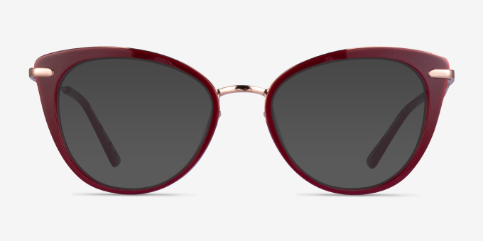 Dauphine Burgundy Rose Gold AcetateEyeglass Frames from EyeBuyDirect, with Tinted Lenses
