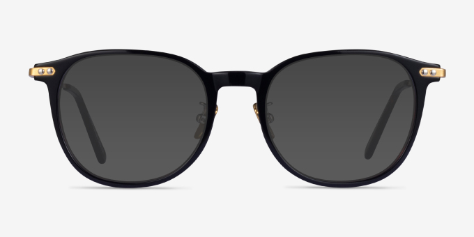 Hollis Black Gold AcétateMontures de lunettes de vue d'EyeBuyDirect, Avec des Verres Teintés