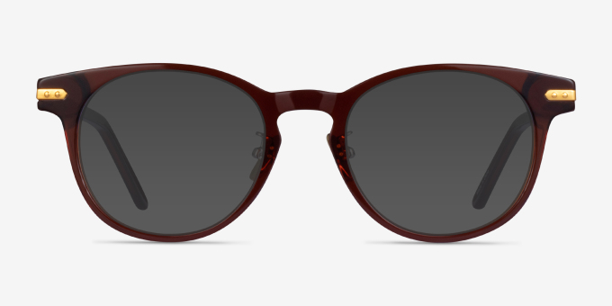 Hathaway Brown &Gold AcetateEyeglass Frames from EyeBuyDirect, with Tinted Lenses