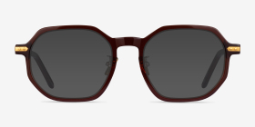 Quentin Clear Brown Gold Acétate Montures de lunettes de vue d'EyeBuyDirect, with Tinted Lenses