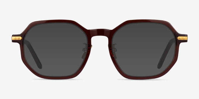 Quentin Clear Brown Gold AcétateMontures de lunettes de vue d'EyeBuyDirect, Avec des Verres Teintés