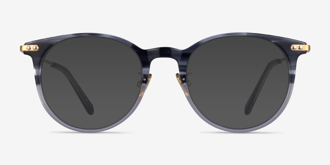 Francene Gray Striped Gold AcetateEyeglass Frames from EyeBuyDirect, with Tinted Lenses