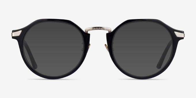 Yates Black Silver AcetateEyeglass Frames from EyeBuyDirect, with Tinted Lenses