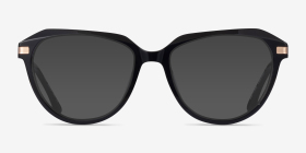Exec Black Gold Acétate Montures de lunettes de vue d'EyeBuyDirect, with Tinted Lenses