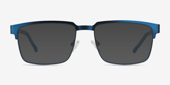 Video Matte Blue MetalEyeglass Frames from EyeBuyDirect, with Tinted Lenses