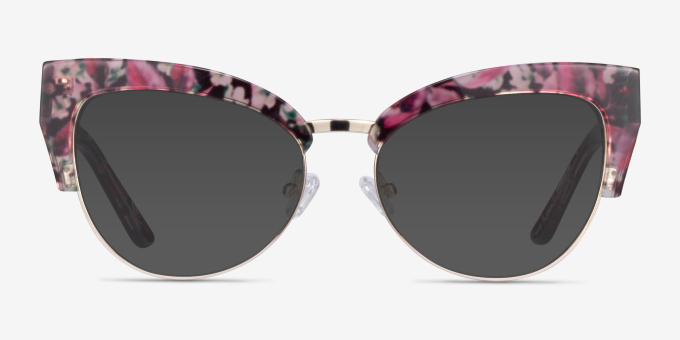 Freesia Red Floral Gold AcetateEyeglass Frames from EyeBuyDirect, with Tinted Lenses