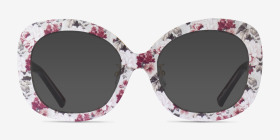 Paeonia Red Floral Acetate Eyeglass Frames from EyeBuyDirect, with Tinted Lenses