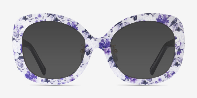 Paeonia Purple Floral AcetateEyeglass Frames from EyeBuyDirect, with Tinted Lenses