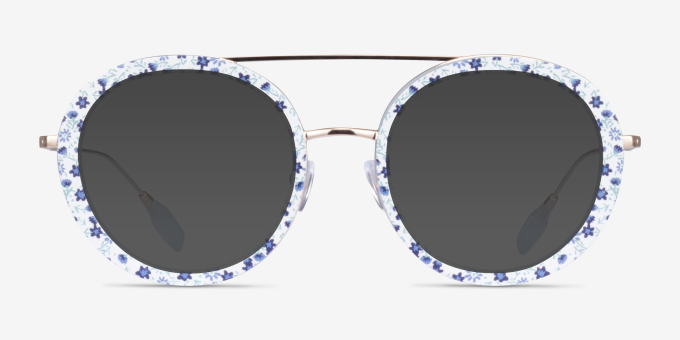 Plumeria Blue Floral AcetateEyeglass Frames from EyeBuyDirect, with Tinted Lenses
