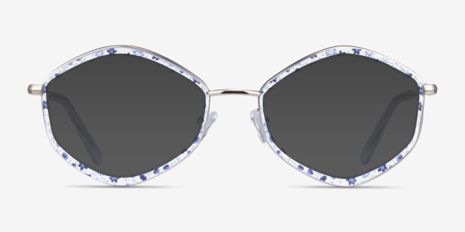 Folium Blue Floral AcetateEyeglass Frames from EyeBuyDirect, with Tinted Lenses