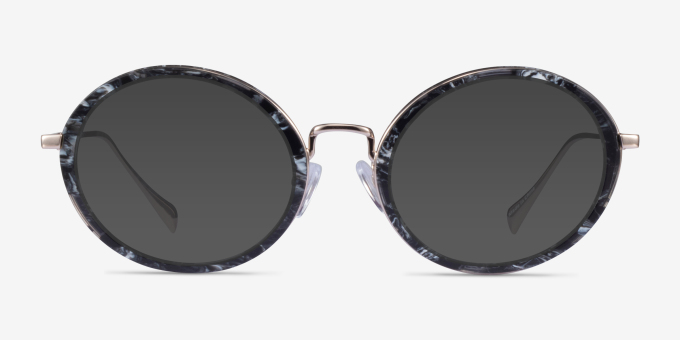Cybele Gray Floral Gold AcetateEyeglass Frames from EyeBuyDirect, with Tinted Lenses
