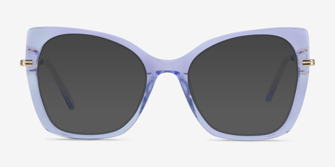 Delancey Clear Blue Purple AcetateEyeglass Frames from EyeBuyDirect, with Tinted Lenses