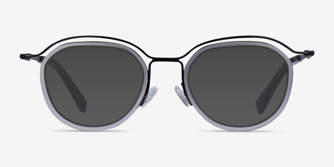 Facet Gray Black AcetateEyeglass Frames from EyeBuyDirect, with Tinted Lenses
