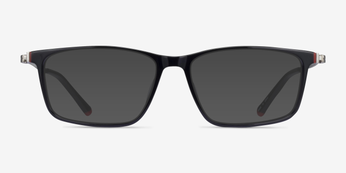 Commuter Black Red Gold AcetateEyeglass Frames from EyeBuyDirect, with Tinted Lenses