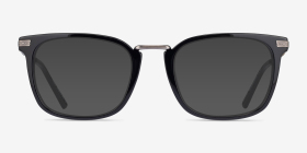 Adzo Noir Acétate Montures de lunettes de vue d'EyeBuyDirect, with Tinted Lenses