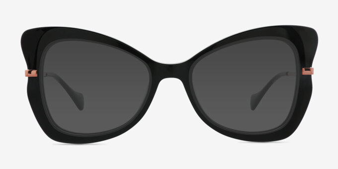 Swallowtail Black AcetateEyeglass Frames from EyeBuyDirect, with Tinted Lenses