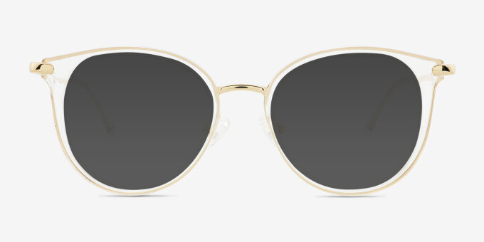 Hollie Clear MetalEyeglass Frames from EyeBuyDirect, with Tinted Lenses