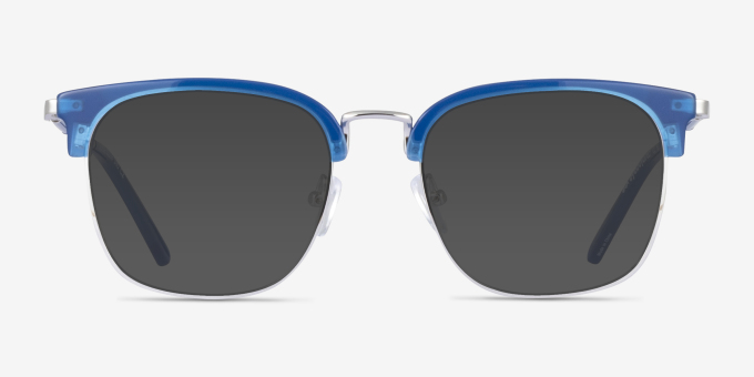 Bespoke Blue Silver AcétateMontures de lunettes de vue d'EyeBuyDirect, Avec des Verres Teintés