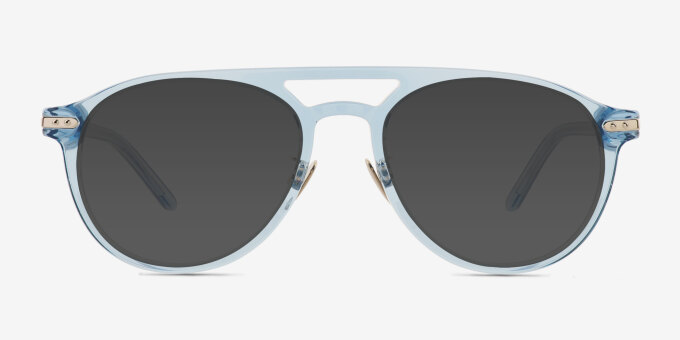 Aston Blue MetalEyeglass Frames from EyeBuyDirect, with Tinted Lenses