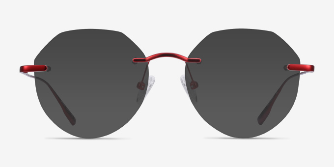 Sahar Red MetalEyeglass Frames from EyeBuyDirect, with Tinted Lenses
