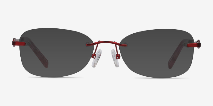 Scene Red MetalEyeglass Frames from EyeBuyDirect, with Tinted Lenses