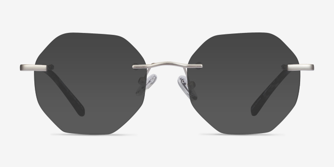 Generous Matte Silver MetalEyeglass Frames from EyeBuyDirect, with Tinted Lenses