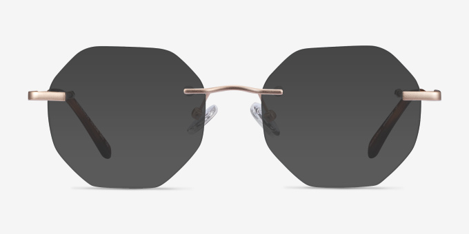Generous Matte Gold MetalEyeglass Frames from EyeBuyDirect, with Tinted Lenses