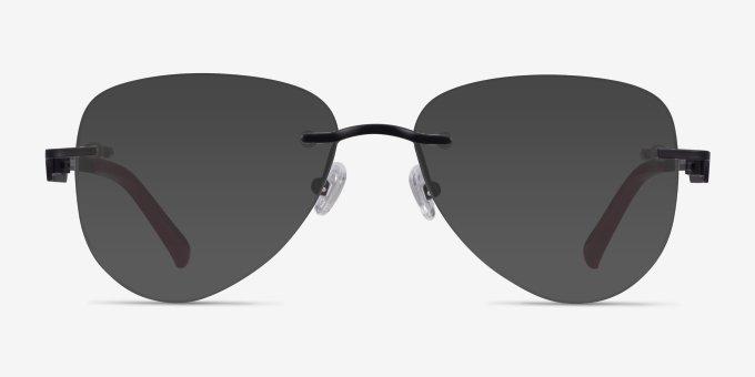 Ride Black Burgundy MetalEyeglass Frames from EyeBuyDirect, with Tinted Lenses