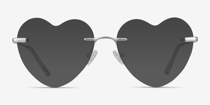Spark Glitter Silver MetalEyeglass Frames from EyeBuyDirect, with Tinted Lenses