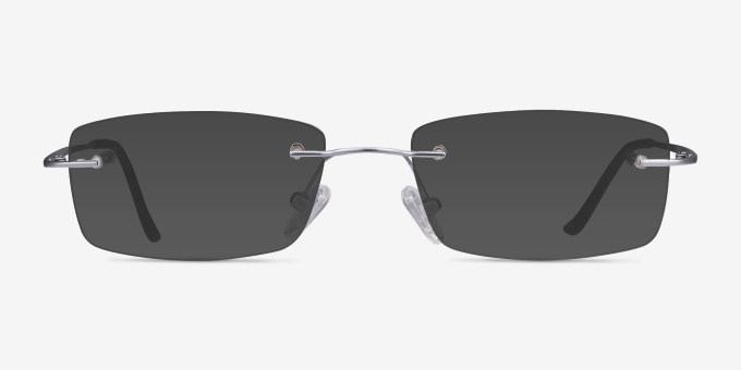 Ebb Silver TitaniumEyeglass Frames from EyeBuyDirect, with Tinted Lenses