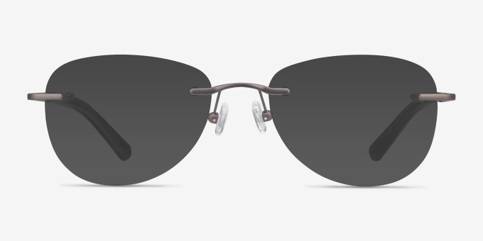 Smooth Dark Gunmetal TitaniumEyeglass Frames from EyeBuyDirect, with Tinted Lenses