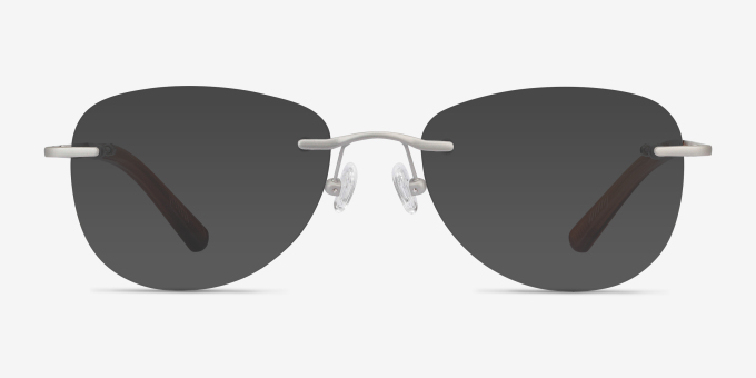 Smooth Silver TitaniumEyeglass Frames from EyeBuyDirect, with Tinted Lenses