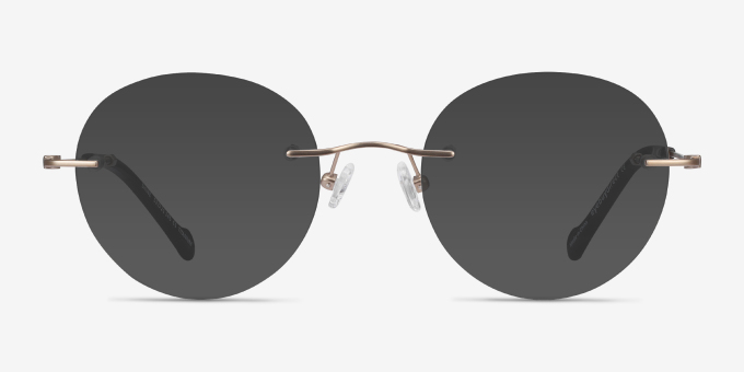 Shine Gold TitaniumEyeglass Frames from EyeBuyDirect, with Tinted Lenses