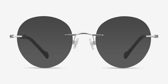 Shine Silver TitaniumEyeglass Frames from EyeBuyDirect, with Tinted Lenses