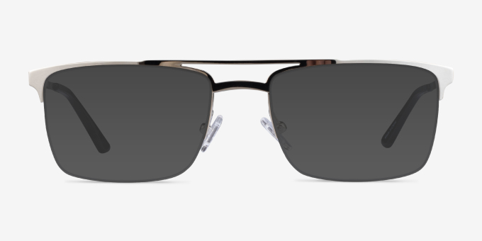 Huddle Silver MetalEyeglass Frames from EyeBuyDirect, with Tinted Lenses