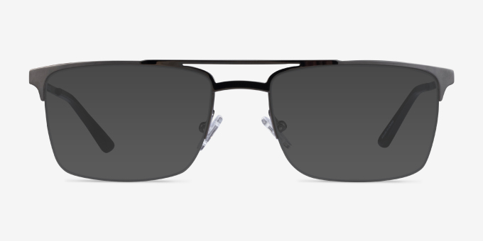 Huddle Gunmetal MetalEyeglass Frames from EyeBuyDirect, with Tinted Lenses