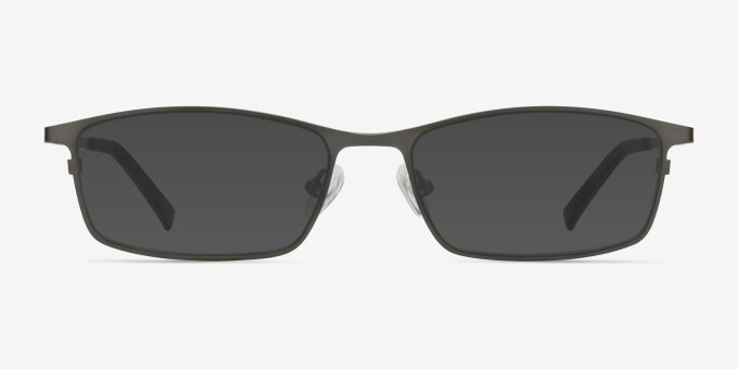 Present Gunmetal TitaniumEyeglass Frames from EyeBuyDirect, with Tinted Lenses