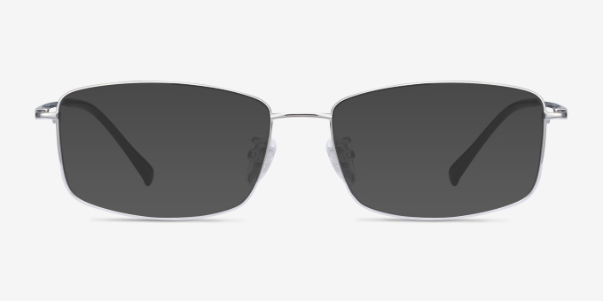 Embark Silver TitaniumEyeglass Frames from EyeBuyDirect, with Tinted Lenses