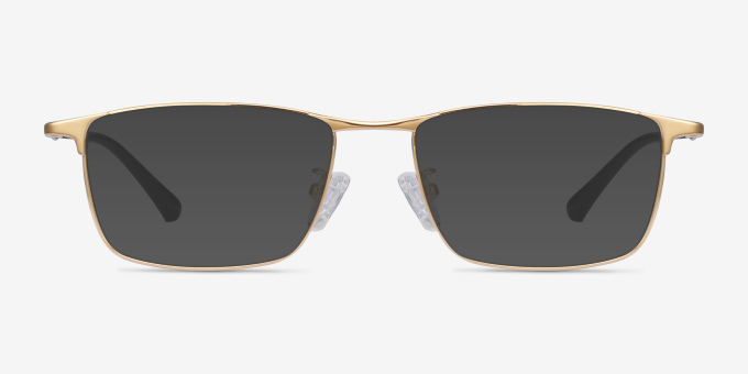 Fielder Gold TitaniumEyeglass Frames from EyeBuyDirect, with Tinted Lenses